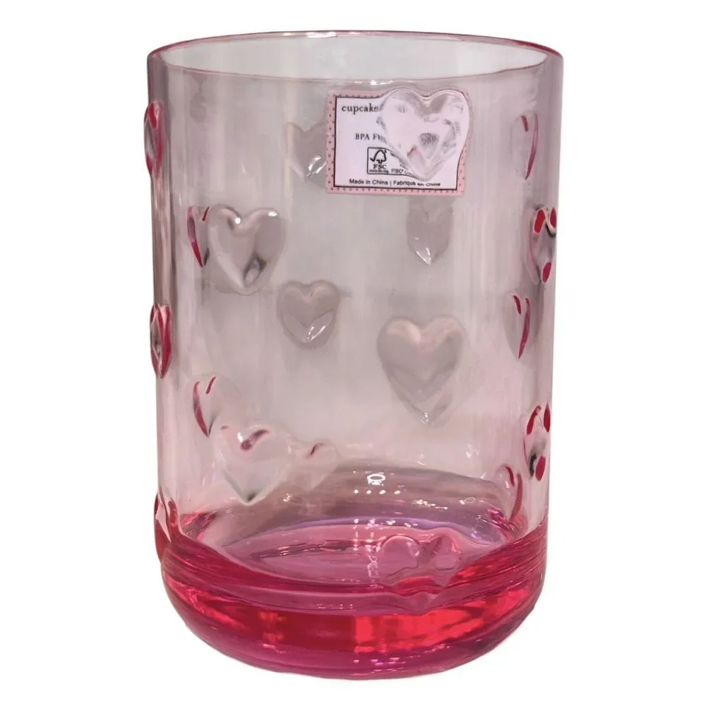 Cupcakes and Cashmere PINK Heart Acrylic Tumblers‎ 4.5